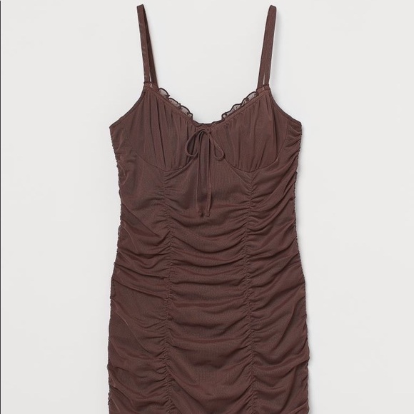 brown draped dress h&m Ladies - Dark Brown Draped strappy dress - Size: L